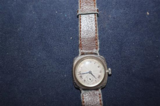 A gentlemans silver Rolex Oyster cushion cased wristwatch, with silvered Roman dial and